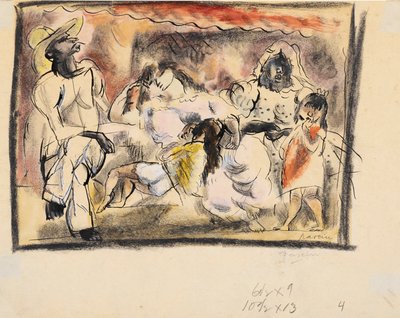 Een man, twee vrouwen, twee kinderen door Jules Pascin