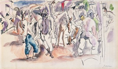 Figuren en paarden door Jules Pascin