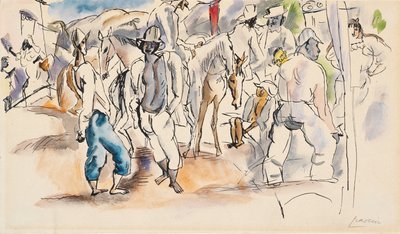 Figuren en paarden door Jules Pascin