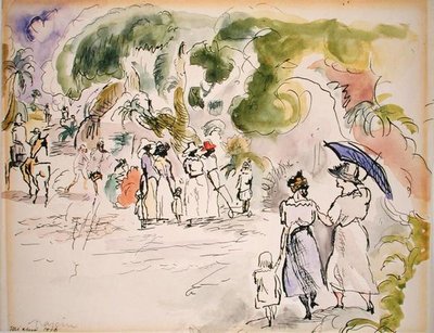 Figuren in landschap door Jules Pascin