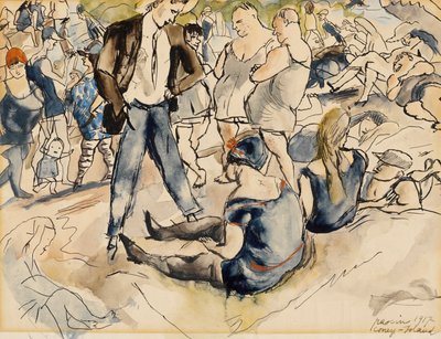 Figuren op Strand, Coney Island, 1917 door Jules Pascin