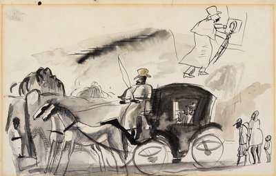 Figuren met koets door Jules Pascin