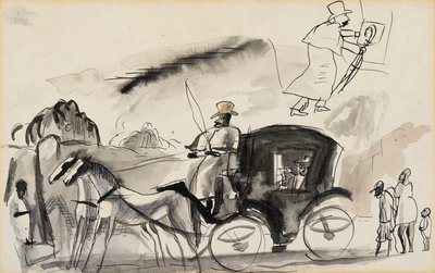 Figuren met taxi door Jules Pascin