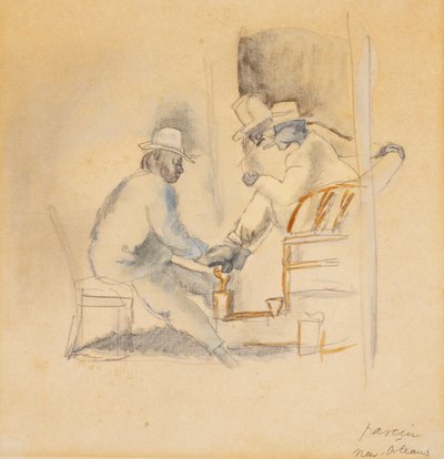Schoenpoetser in New Orleans door Jules Pascin