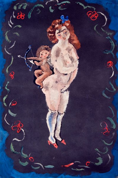 Naakt en Cupido door Jules Pascin