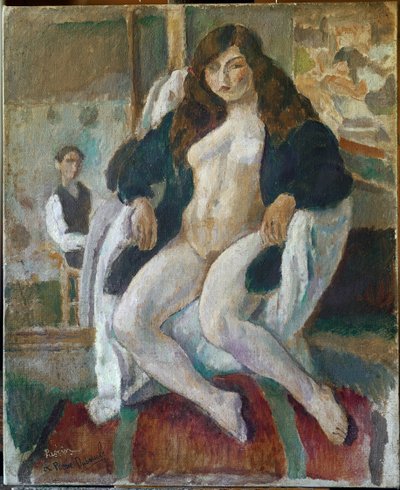 Portret van de schilder en zijn model door Jules Pascin