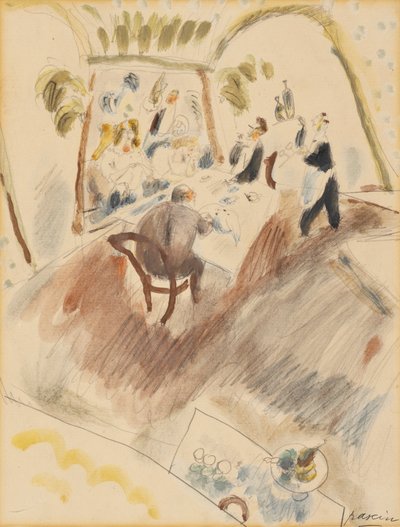 Twee Mannen Dineren door Jules Pascin