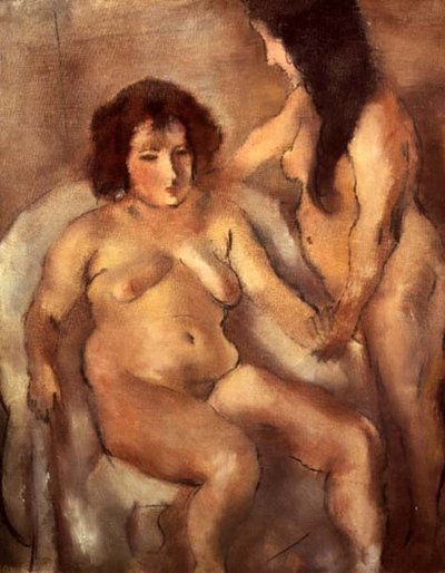 Twee naakte vrouwen (Het bordeel) door Jules Pascin