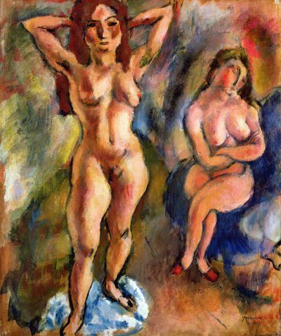 Twee naakten: een staand, een zittend, 1913 door Jules Pascin