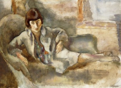 Vrouw op een bank; La Dame au Canape, ca.1927 door Jules Pascin