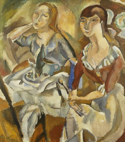 Jonge vrouwen aan een tafel; Jeunes Filles Attablees (Recto), c.1915-1919 door Jules Pascin