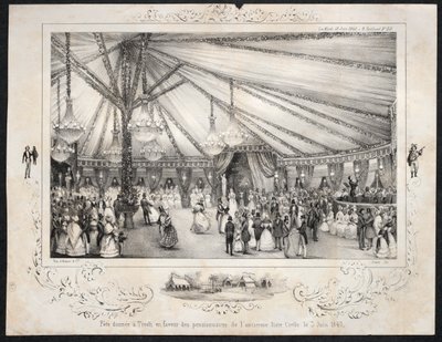 Feest gegeven in Tivoli ten gunste van de gepensioneerden van de oude burgerlijst op 3 juni 1840 door Jules Platier