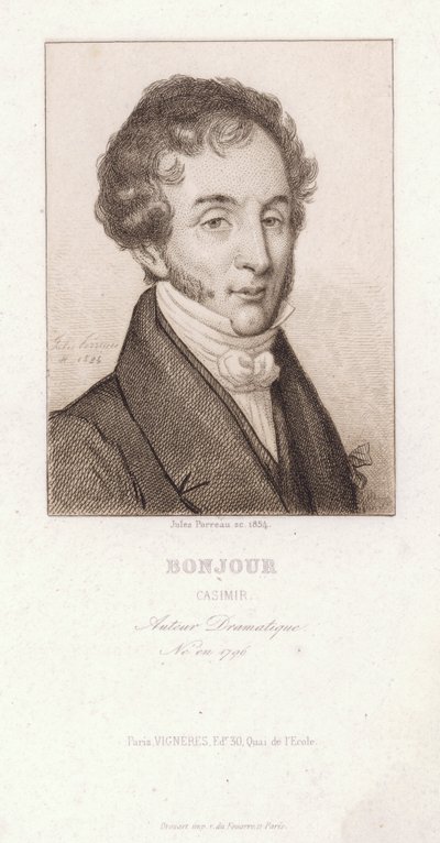 Casimir Bonjour, Franse toneelschrijver (gravure) door Jules Porreau