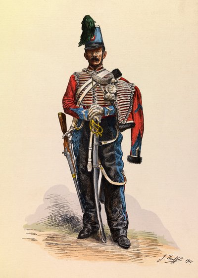 Portret van een Brigadier Hussard door Jules Rouffet (1862-1931) circa 1845, Privécollectie door Jules Rouffet