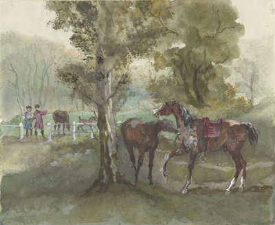 Paarden in de wei door Jules baron Finot