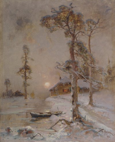 Winterzonsondergang door Juli Julievich Klever