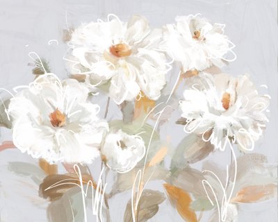 Abstracte witte bloemen door Julia Cheney