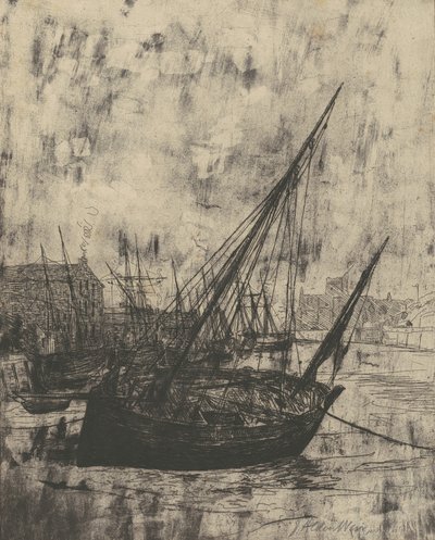 Boten bij Peel - Isle of Man, 1889 door Julian Alden Weir