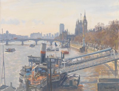 Westminster vanaf Hungerford Bridge, 2010 door Julian Barrow