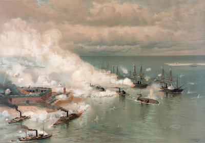 Slag bij Mobile Bay door Louis Prang (1824-1909) door Julian O. Davidson