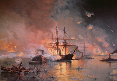 Verovering van New Orleans door Union Flag Officer David G. Farragut, 24 april 1862 door Julian Oliver Davidson