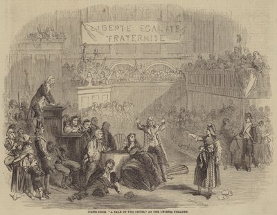 Scene uit Een Tale of Two Cities, in het Lyceum Theater door Julian Portch
