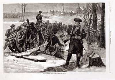 Winterscène bij het kampement van het Continentale Leger in Valley Forge, Pennsylvania, 1780, uit 