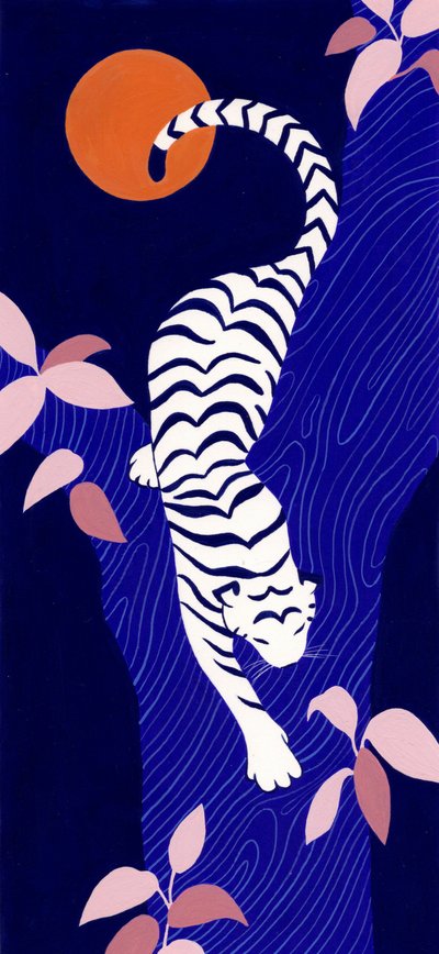 Witte Tijger Jungle Nacht door Julie Lesouef
