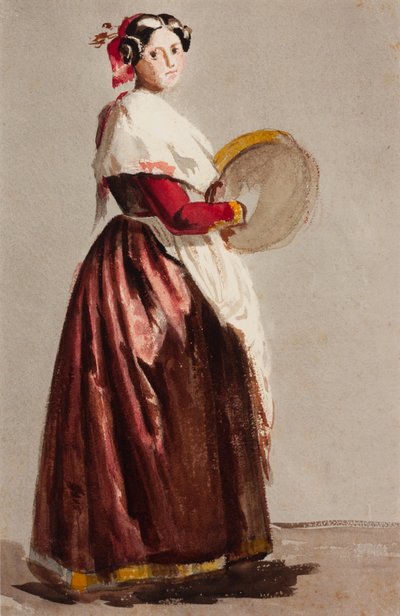 Italiaanse vrouw met tamboerijn door Julie Wilhelmine Hagen Schwarz