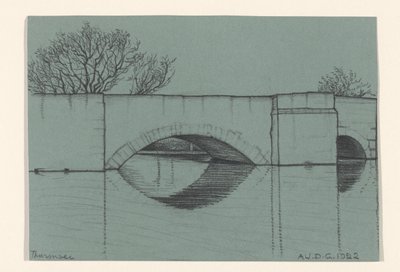 Brug, vermoedelijk bij het Meer van Thun door Julie de Graag (signed by artist)
