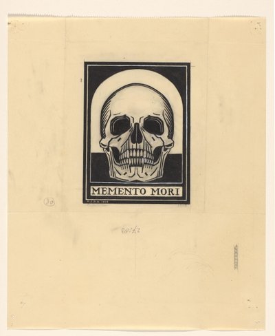 Menselijke schedel Memento mori (titel op object) door Julie de Graag (signed by artist)