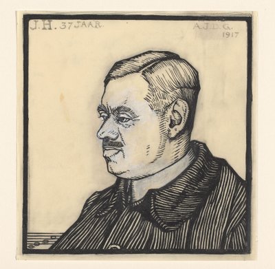 Portret van een 37-jarige man met de initialen J.H. door Julie de Graag (signed by artist)