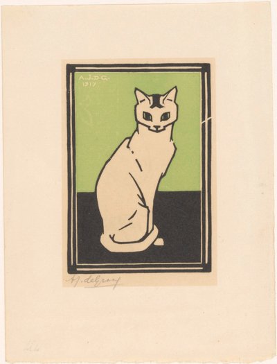 Zittende kat door Julie de Graag (signed by artist)