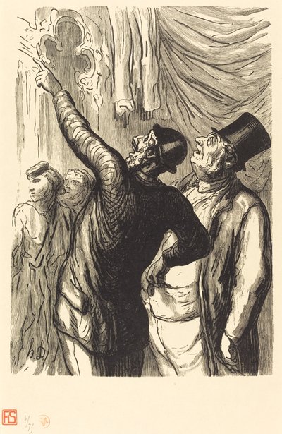 Wereldtentoonstelling: Een Echte Cicerone door Julien Antoine Peulot after Honoré Daumier