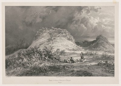 Ruïnes van het Kasteel van Artns bij Le Huelgoet, Bretagne door Julien Louis Jacottet