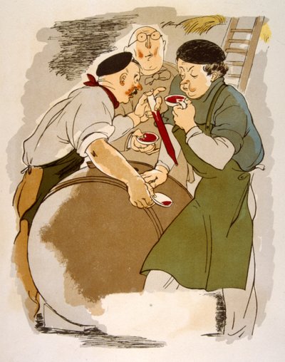 Humoristische wijnillustratie 1946. Illustratie door Julien Pavil door Julien Pavil