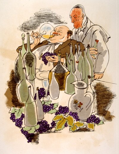 Humoristische wijnillustratie 1946. Illustratie door Julien Pavil door Julien Pavil