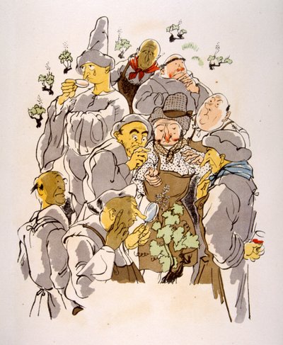 Humoristische wijnillustratie 1946. Illustratie door Julien Pavil door Julien Pavil