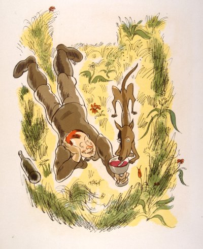Humoristische wijnillustratie 1946 door Julien Pavil