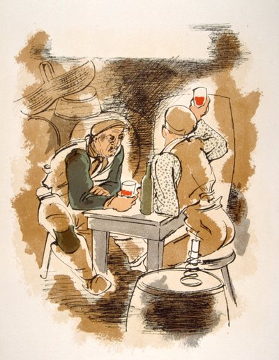Humoristische wijnillustratie 1946 door Julien Pavil