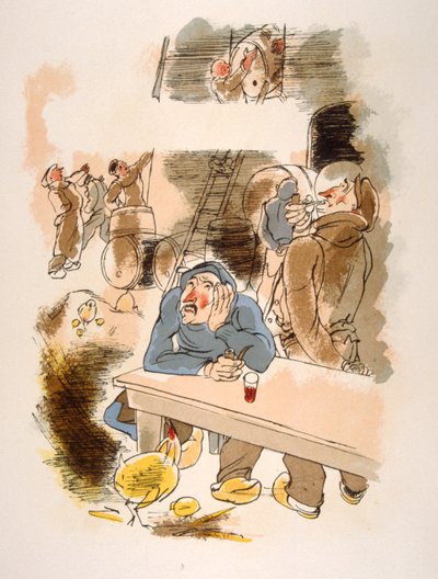 Humoristische wijnillustratie 1946 door Julien Pavil
