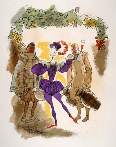 Humoristische wijnillustratie 1946 door Julien Pavil