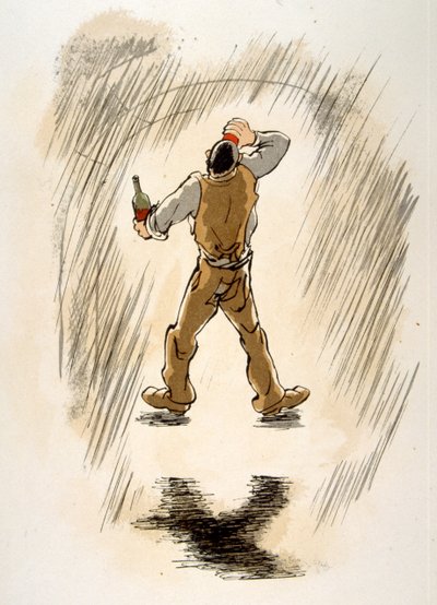 Humoristische wijnillustratie 1946. Illustratie door Julien Pavil door Julien Pavil