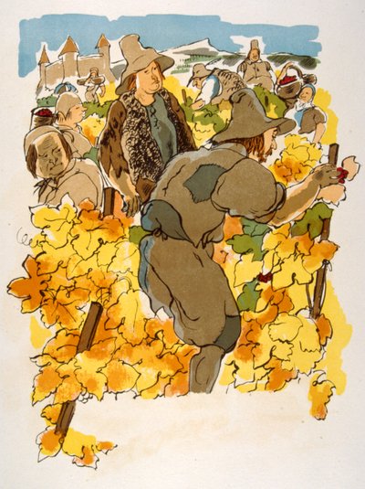 Humoristische wijnillustratie 1946. Illustratie door Julien Pavil door Julien Pavil