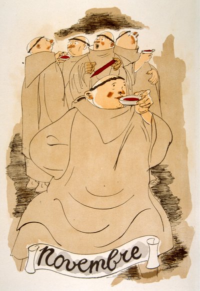Humoristische wijnillustratie 1946 door Julien Pavil