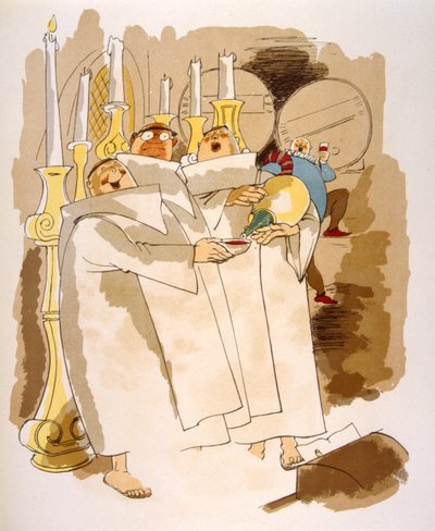 Humoristische wijnillustratie 1946 door Julien Pavil