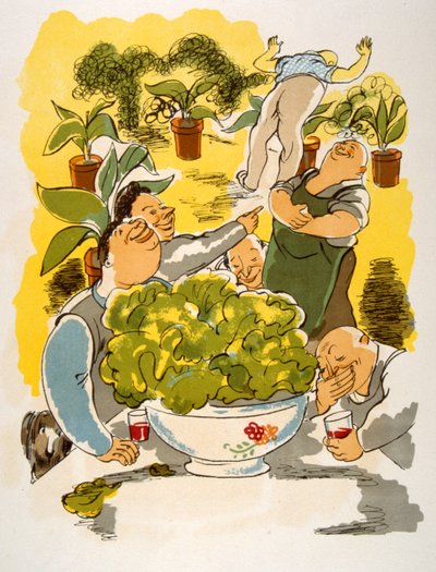 Humoristische wijnillustratie 1946 door Julien Pavil