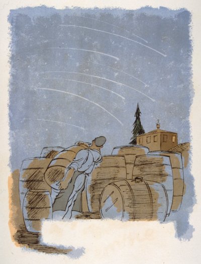 Humoristische wijnillustratie 1946 door Julien Pavil