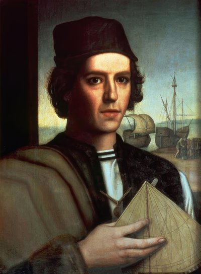 Ideaal portret van Vicente Yanez Pinzon – Kapitein van de karveel La Niña – 1956 door Julio Garcia Condoy