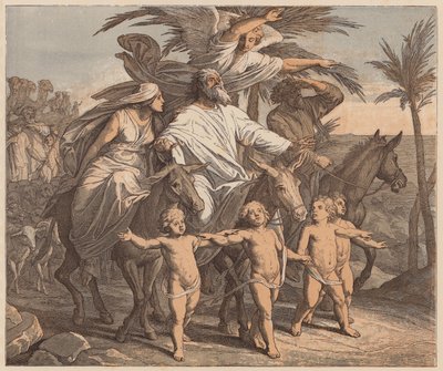 Abraham die het beloofde land aanschouwt, Genesis, XII, 7 door Julius (after) Schnorr von Carolsfeld